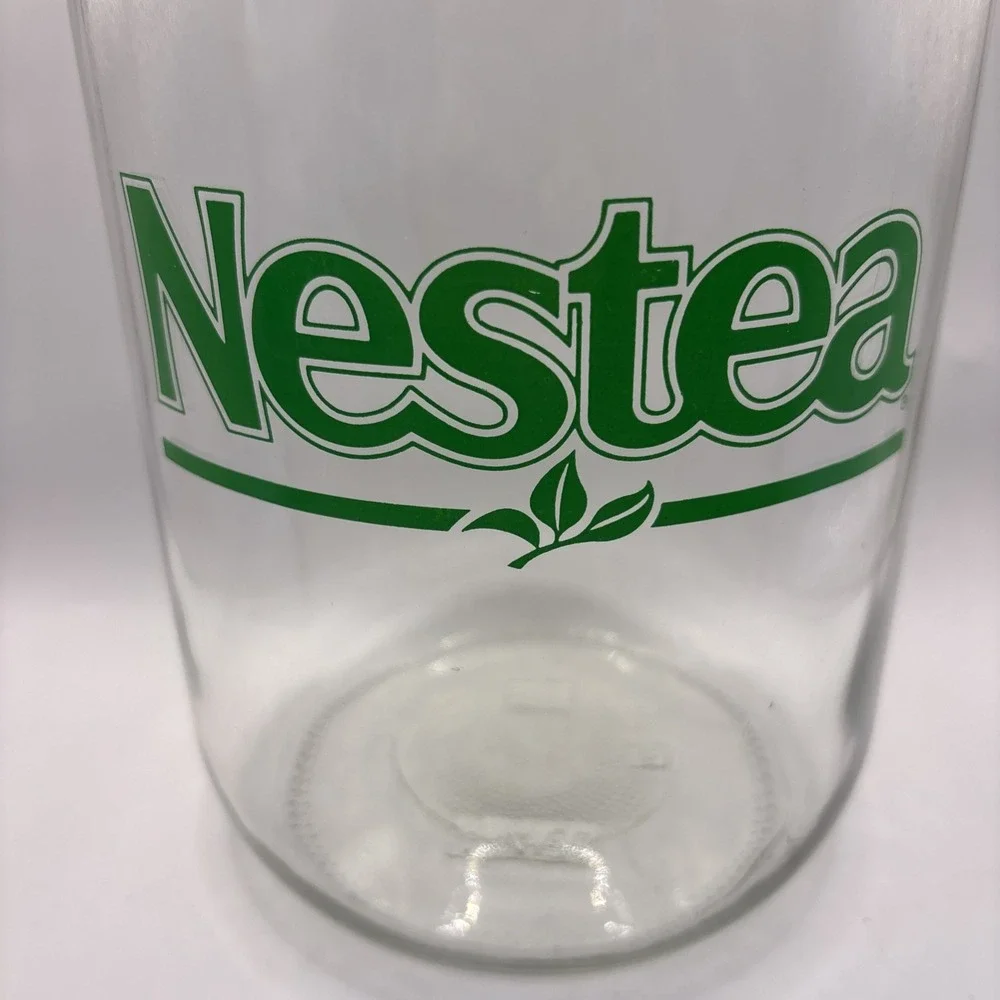 Vtg Nestea 1 Gallon Glass Jar Canister Handle & Pour Spout Sun Tea A-4128 Green